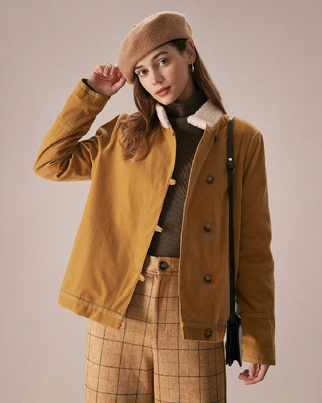 Weekend Bargains to Relish The Yellow Stand Collar Button Teddy Jacket