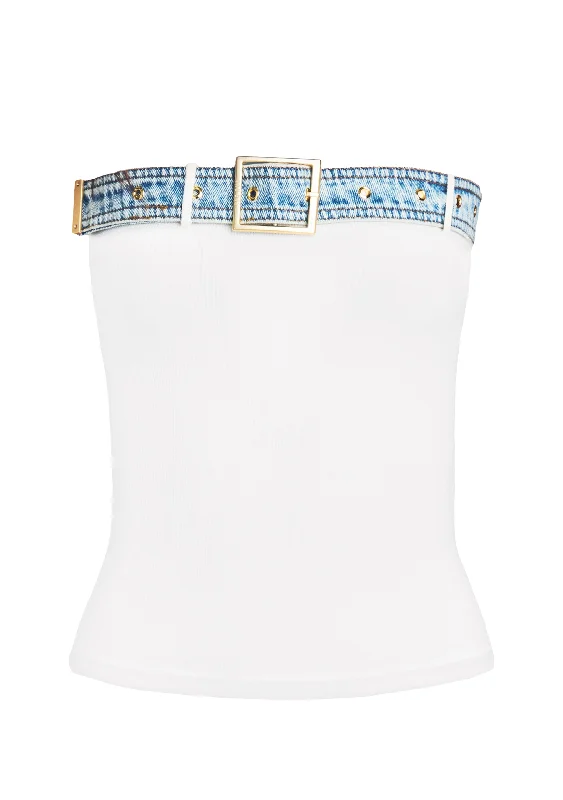 Overstock Etta Knit Denim Top