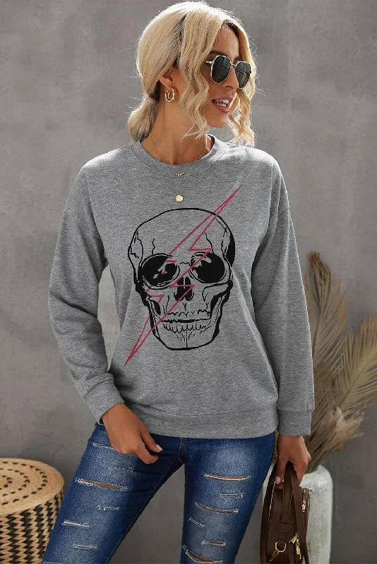 Sale Alert Halloween Skull and Lightning Graphic Tee