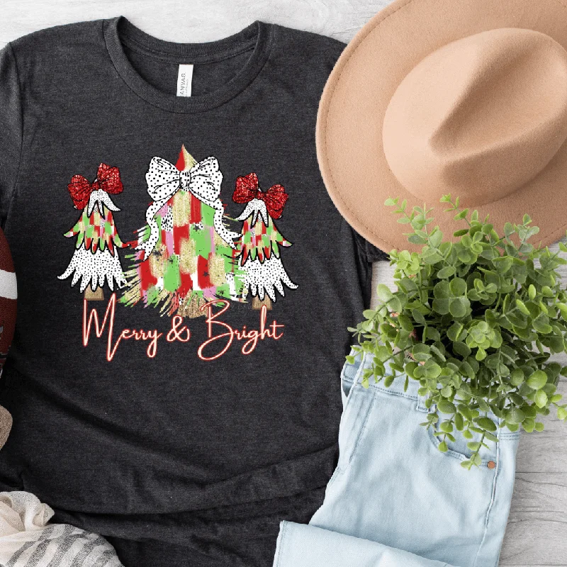 Low Price Merry and Bright Trees Graphic Tee