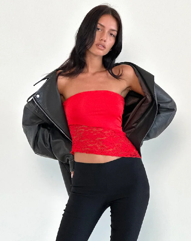Weekend Deals to Make You Happy Shanda Lace Tube Top in Red