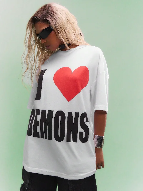 Price Fest SUMWON WOMEN Oversized Boxy Tee With Slogan Graphic Print