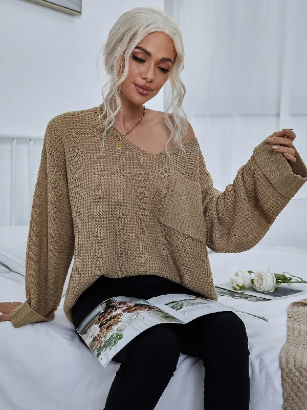 Weekend Deals That Dazzle Casual Plain Pocket Long Sleeve V Neck Regular Women Sweater Weekend Deals That Dazzle Casual Plain Pocket Long Sleeve V Neck Regular Women Sweater