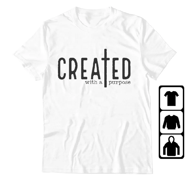 Bonus Savings 2023 New Arrivals Faith Women's T-shirts Created With A Purpose Print 100% Cotton Aesthetic Graphic T Shirt For Women Bonus Savings 2023 New Arrivals Faith Women's T-shirts Created With A Purpose Print 100% Cotton Aesthetic Graphic T Shirt For Women