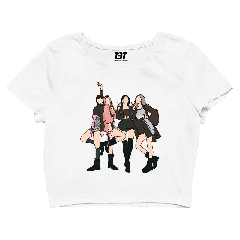 Time-Sensitive Black Pink Crop Top - The Queens Of K Pop
