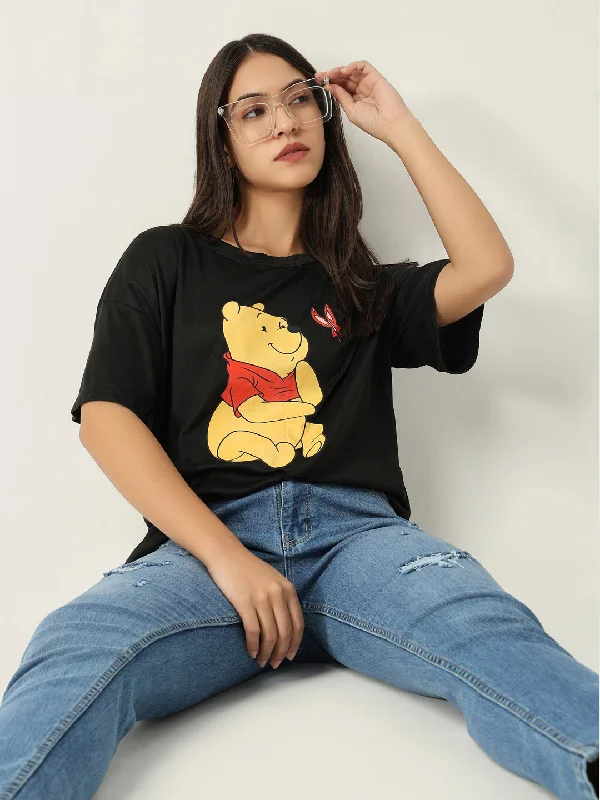 Year-End Sale Women Graphic Black T Shirt