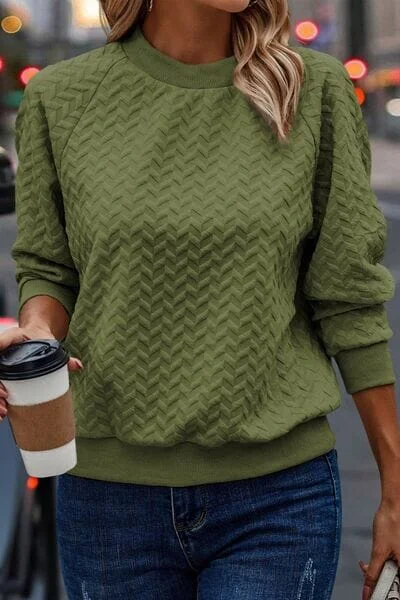Midnight Sale Texture Round Neck Long Sleeve Sweatshirt