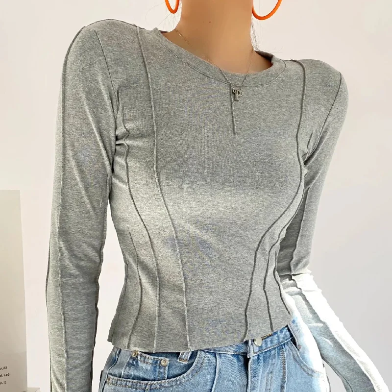 Super Sale Casual Irregular Hem Slim Solid Color Tops Wholesale Womens Long Sleeve T Shirts Super Sale Casual Irregular Hem Slim Solid Color Tops Wholesale Womens Long Sleeve T Shirts