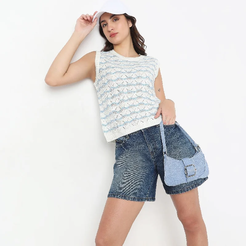 Best Seller Striped Ribbed Hem Knit Vest