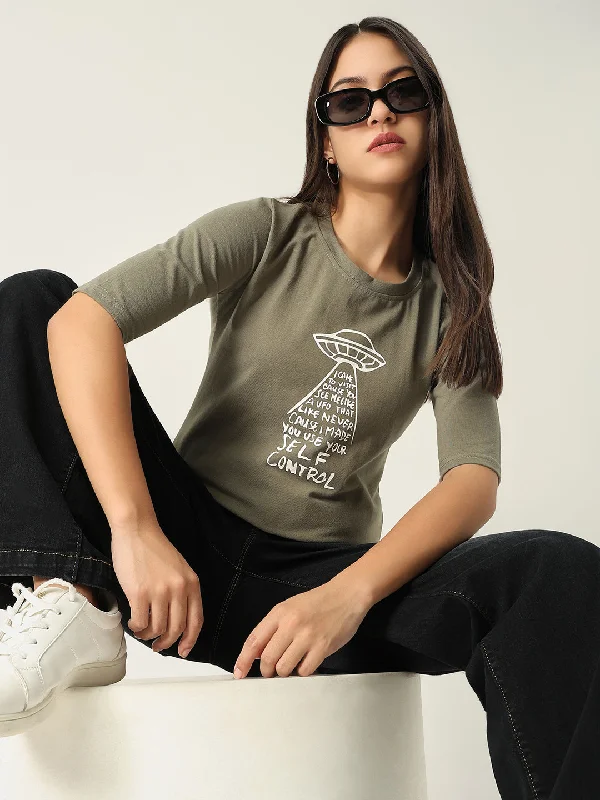 Bargain Alert Women Graphic Olive T Shirt
