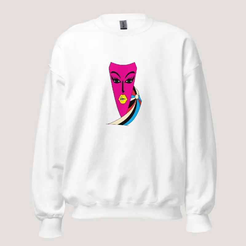 Huge Discounts Abstract Face Art Print Sweatshirt, Pink Art Print Sweatshirt, Graphic Print sweater, Relaxed fit sweater