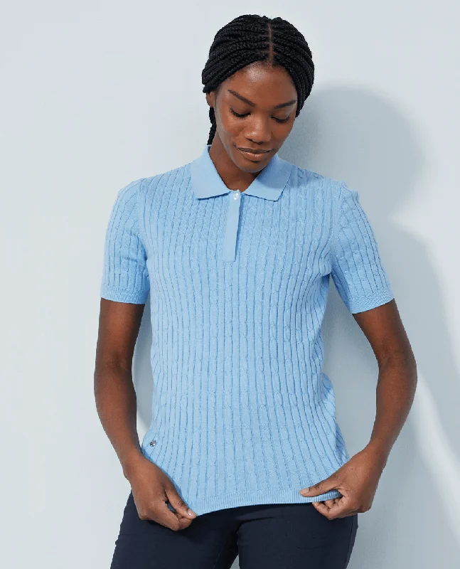 Make Your Weekend Count with Savings DAILY SPORTS Madelene Cashmere Knitted Polo 273 Belle Blue