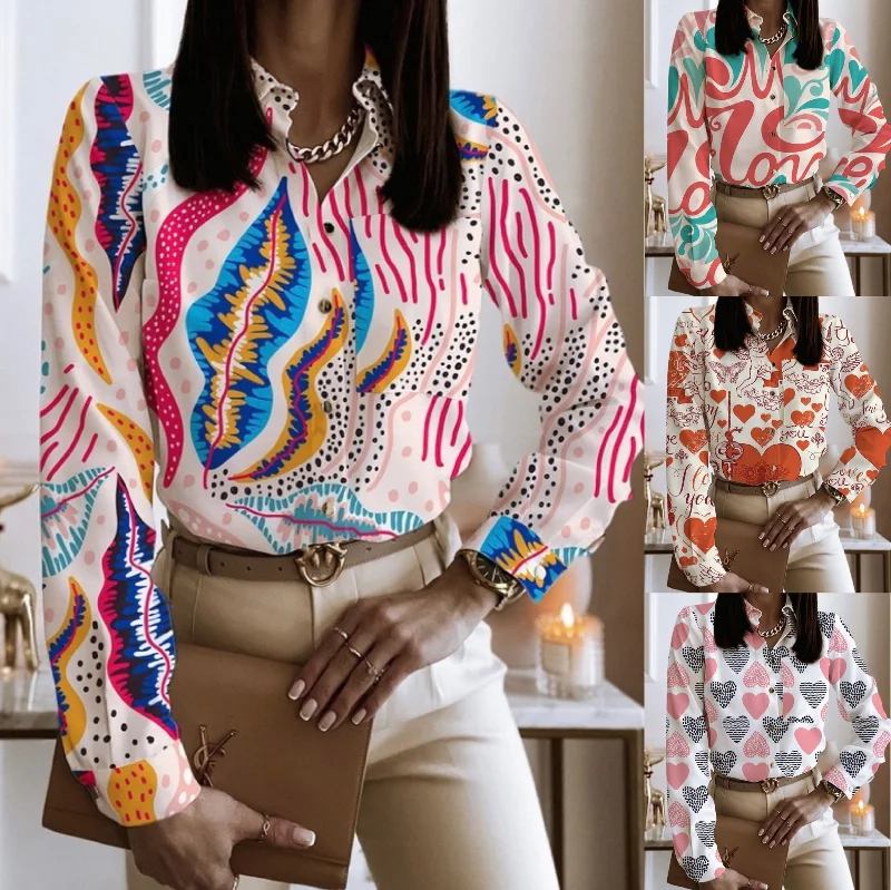 Value Pack 2023 Women Ladies Fashion Blouse Spring Autumn Long Sleeve Lady Office Work Shirts Tops Casual Elegant Blouses