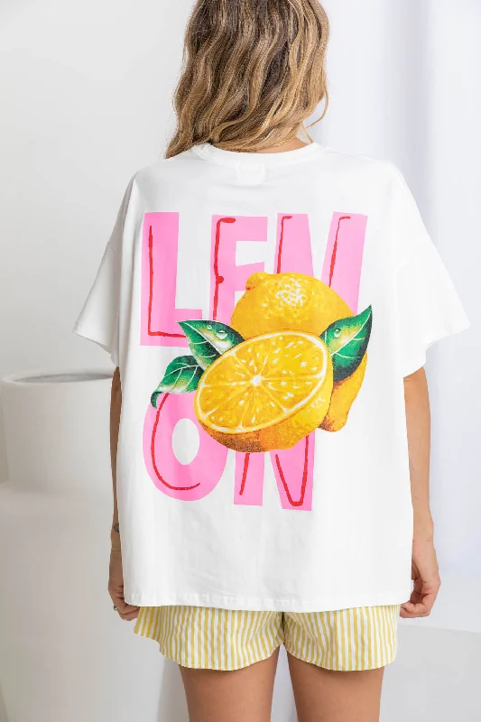The Best Prices Callie Relaxed-Fit Graphic Tee - Pink Lemon Print