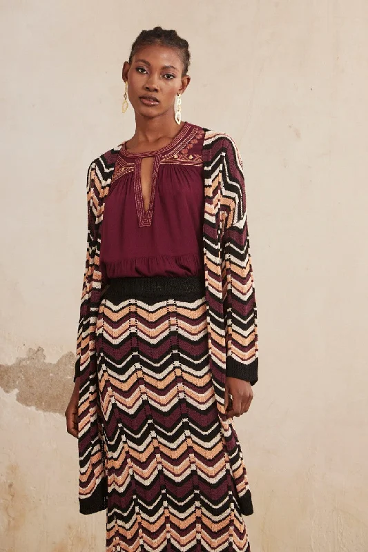 Epic Deals KNIT KIMONO WITH GEOMETRIC DESIGN