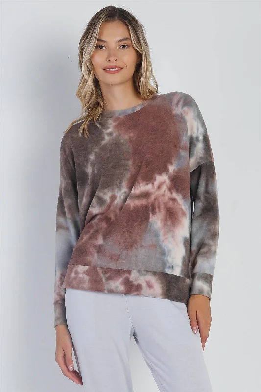 Value Deals Brown Tie-Dye Crew Neck Long Sleeve Sweatshirt /1-1-1