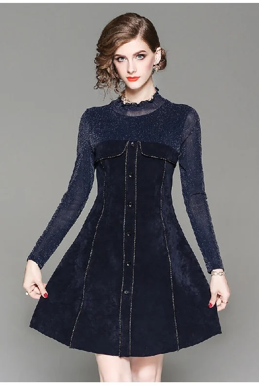 Bargain Prices Suede and Shiny Mesh Dress