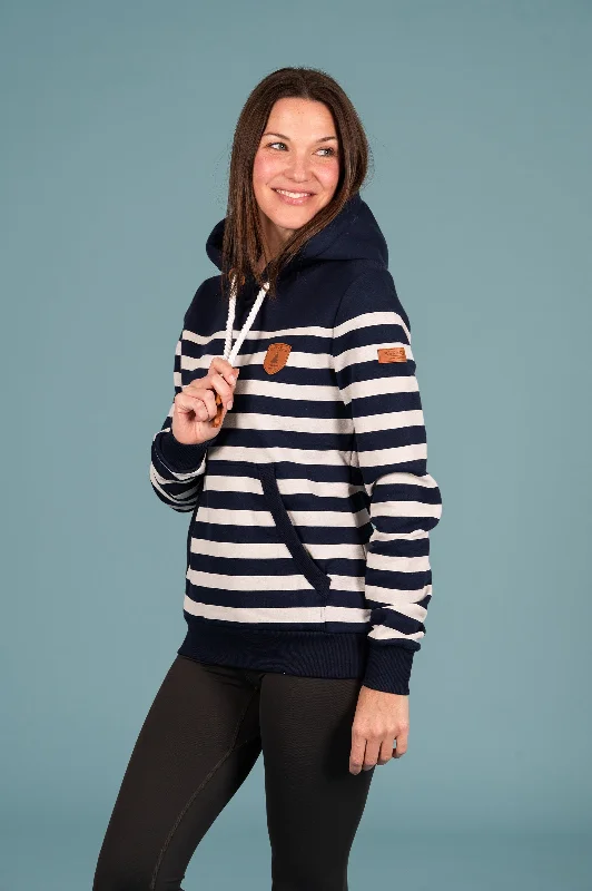 Reduced Price Grace Oatmeal Stripe Hoodie Navy