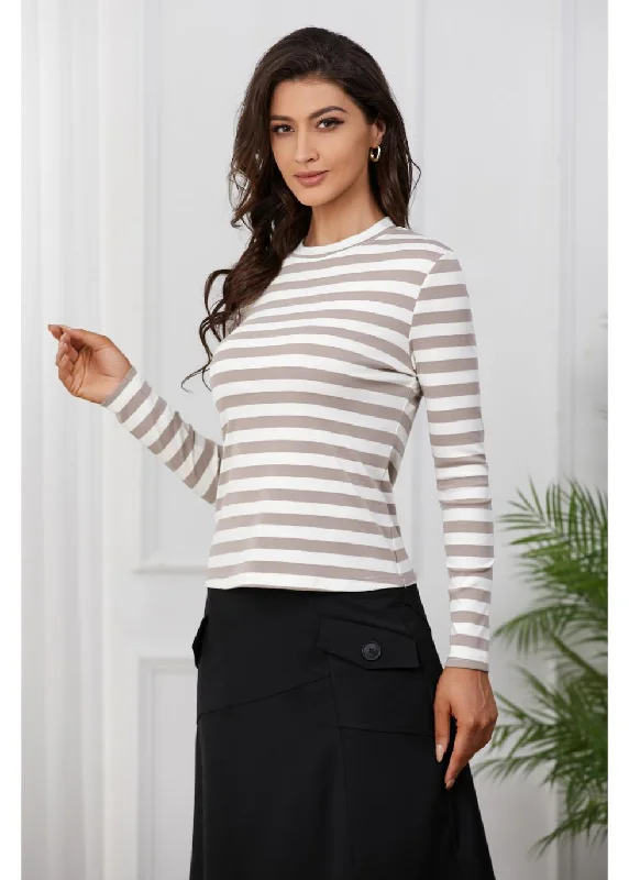 Deep Discounts Khaki and White Striped Shirt