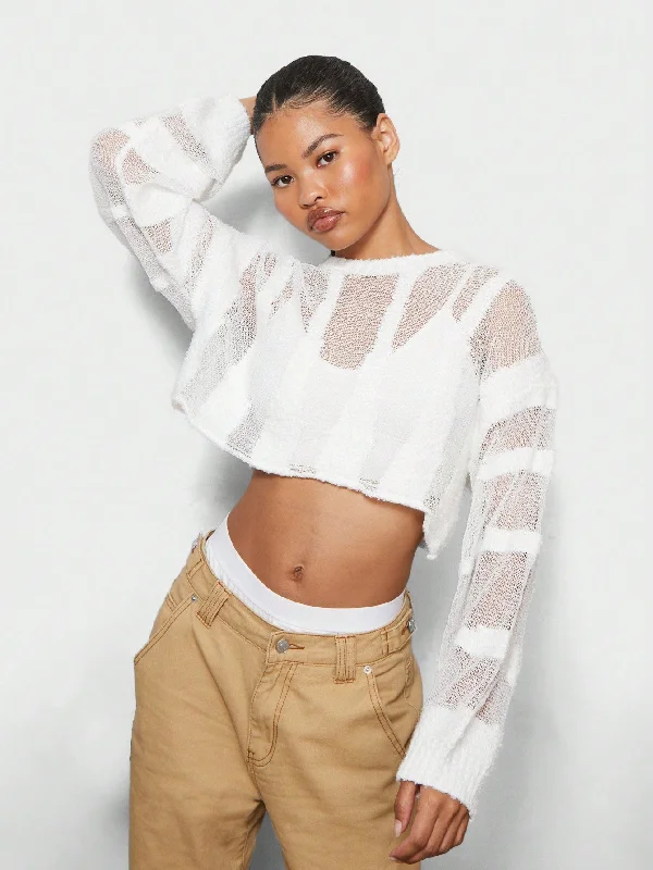 Exclusive Online Offer SUMWON WOMEN Fluffy Textured Knit Mesh Top