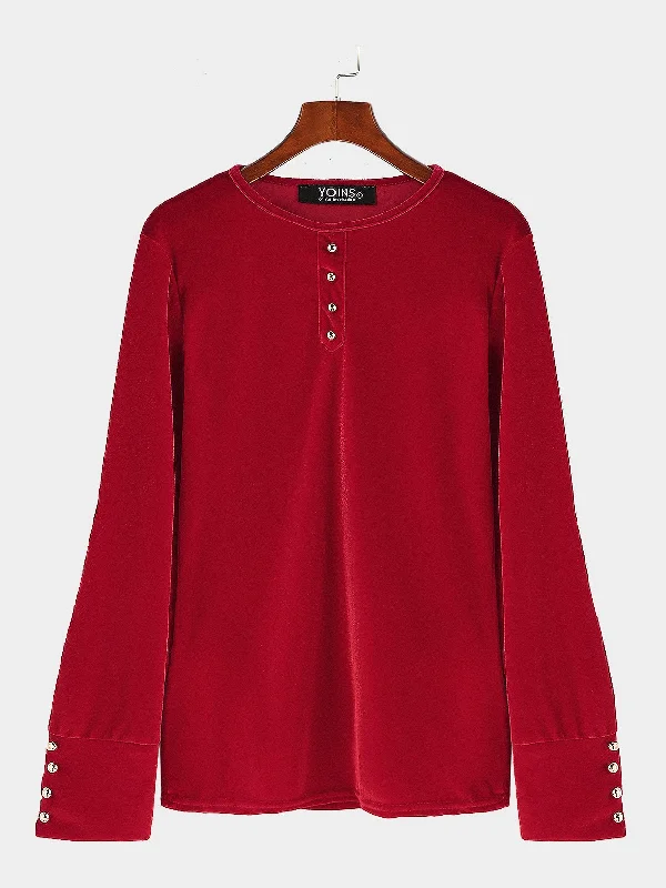 Don’t Miss Out Custom Round Neck Long Sleeve Red Top