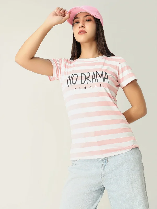 Great Deal Women Striped Peach T Shirt