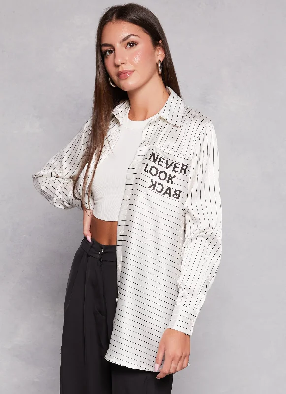 Price Slash Never Look Back Satin Pinstripe Shirt