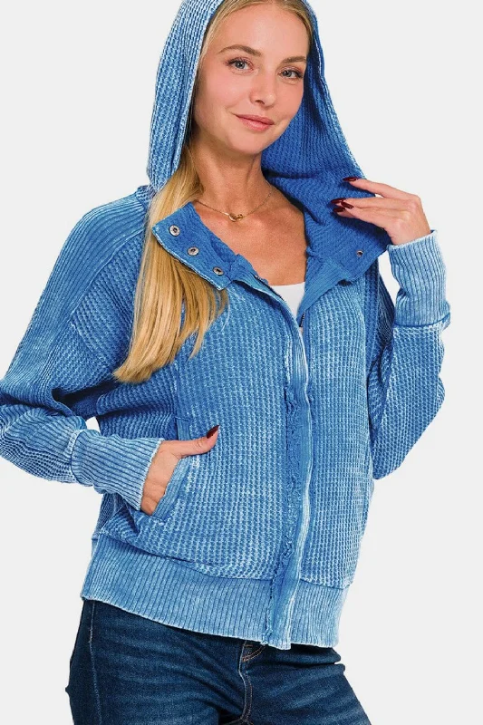 YEAR-End Sale Zenana Washed Zip Up Hooded Jacket