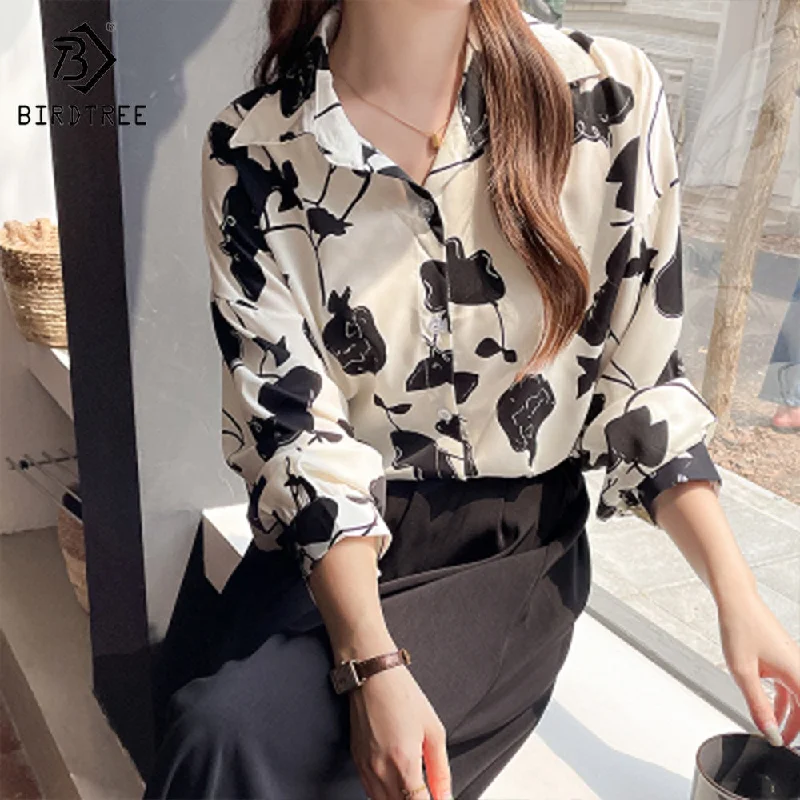 Extra Savings Real Shot 2022 Early Autumn New French Retro Fashion Loose And Lazy Temperament Rose Print Long Sleeved Shirt Women T288091X