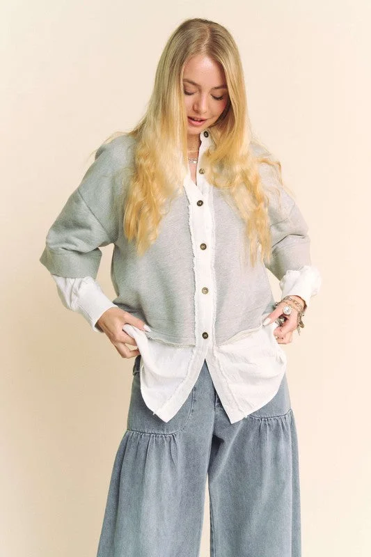 Unmissable Offer Davi & Dani Faux Layered French Terry Contrast Top