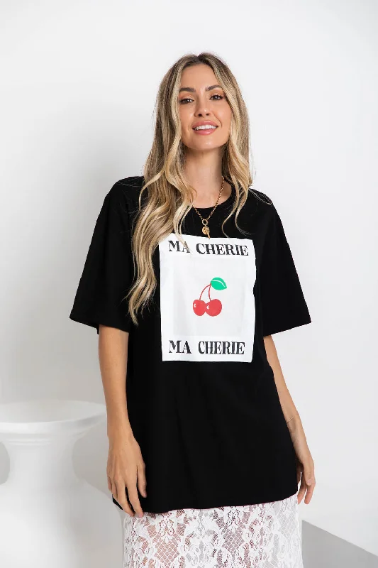 Weekend Shopping Bliss Ma Cherie Relaxed-Fit Tee - Black