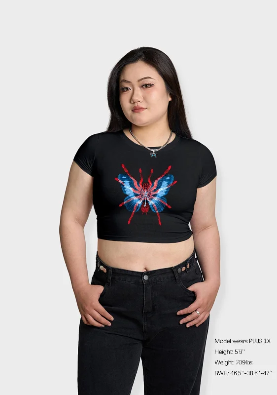 Midnight Sale Curvy Red Blue Spider Fly Baby Tee