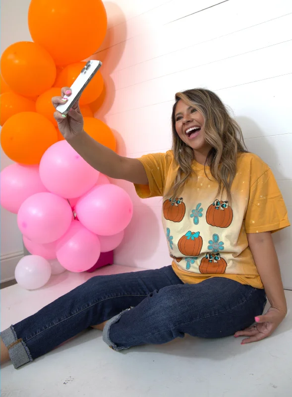 Midnight Sale Western Pumpkins on Mustard Splatter Tee