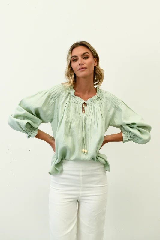 Price Cut CHARLOTTE LINEN BLOUSE - Mint