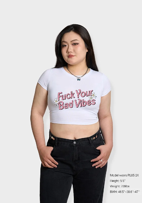 Take Advantage Curvy Fxxk Your Bad Vibes Flowers Stars Baby Tee