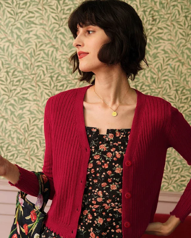 Big Discounts The Solid V Neck Ribbed Cardigan