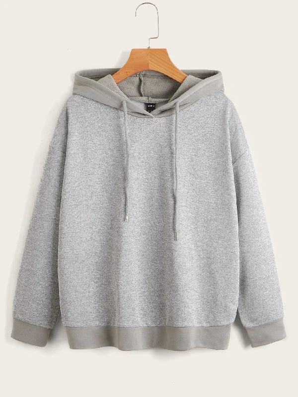 Hurry In Casual Drawstring Long Sleeve Hooded Long Women Sweatshirt