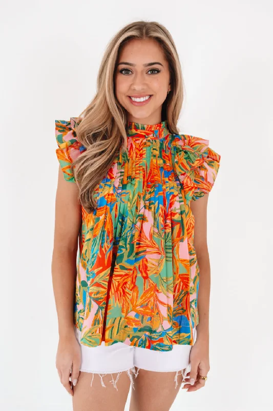 Limited Stock The Paloma Pleated Top - Multi