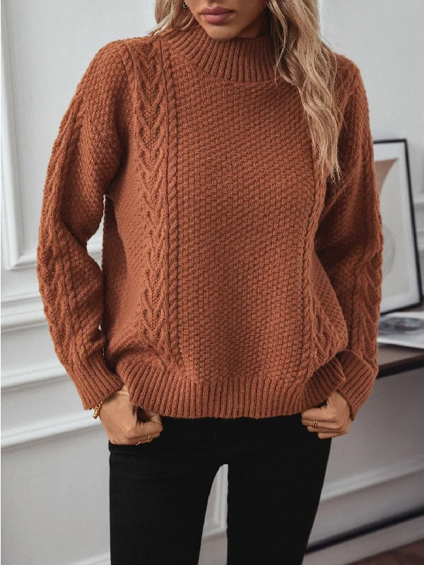 Weekend Savings Spectacular Cable-Knit Mock Neck Long Sleeve Sweater | Winter Sweater | Sweater Weather