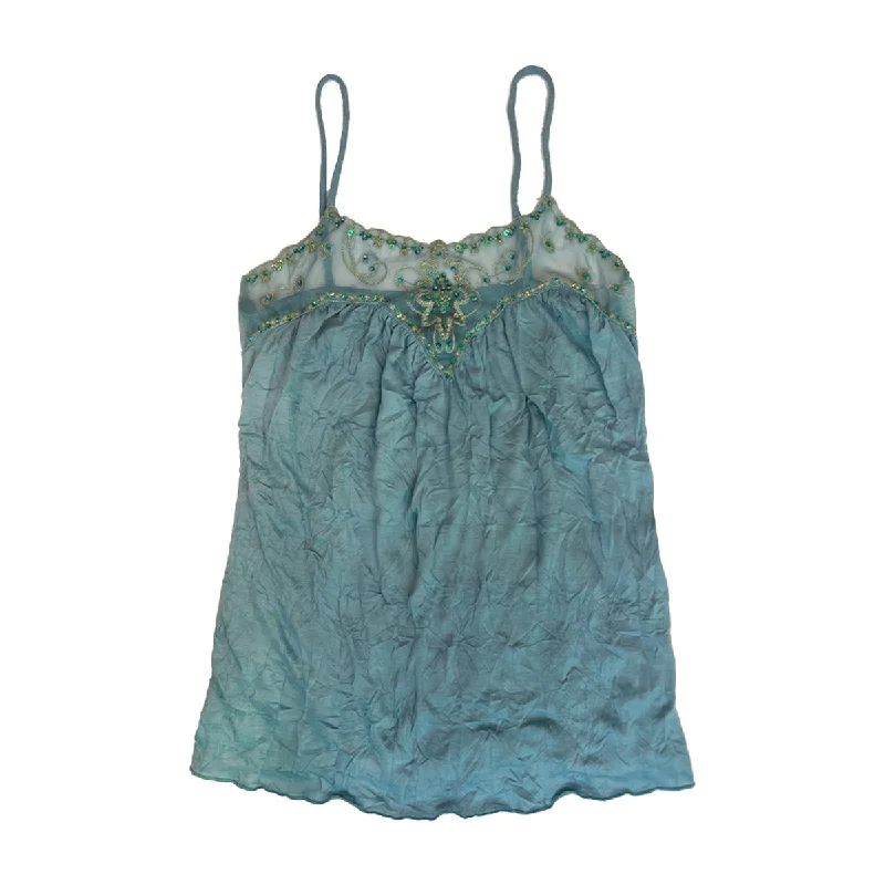 Weekend Savings Fiesta Front Mesh Trim Beaded Camisole