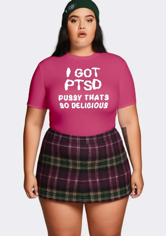 Weekend Discounts to Delight Curvy I Got Delicious PTSD Baby Tee