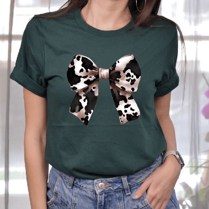 Sale Event Cow Print Bow Graphic Tee