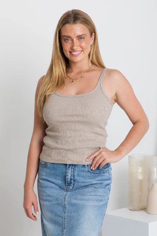 Inventory Reduction Harley Ribbed Tank Top - Taupe