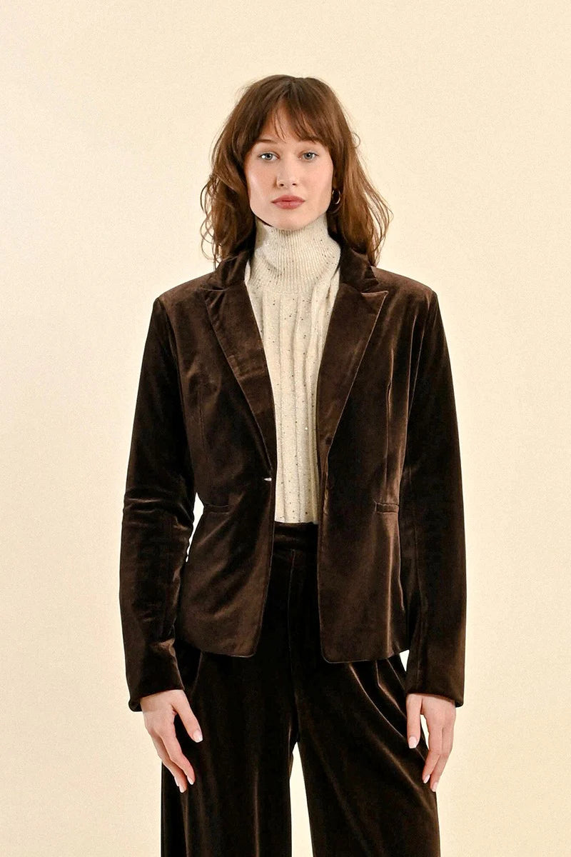 Top Pick Brown Velvet Blazer