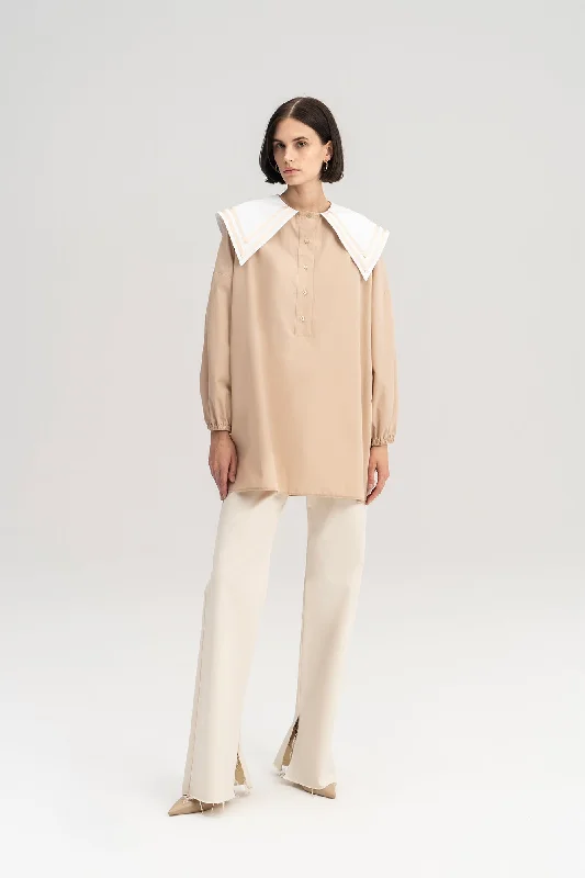 Act Now POPLIN TUNIC WITH COLLAR