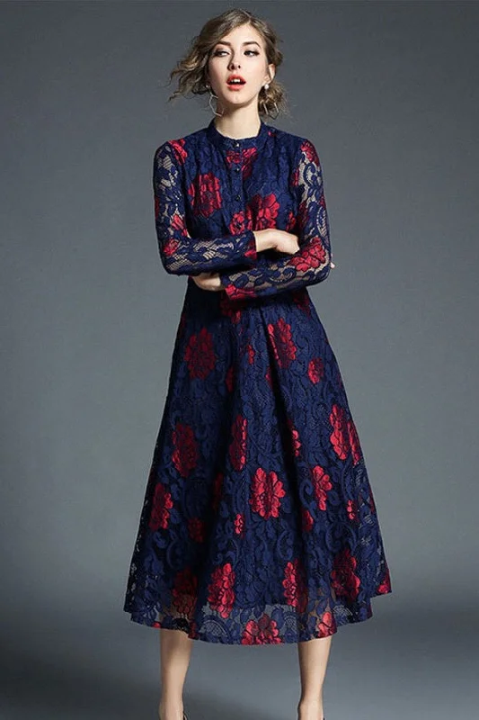 Weekend Bargains to Grab Two Color Flower Lace Dress