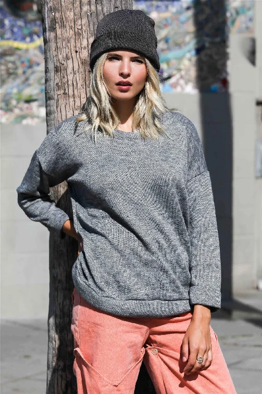 Price Meltdown Heather Grey Cuffed Long Sleeve Top /1-1-1