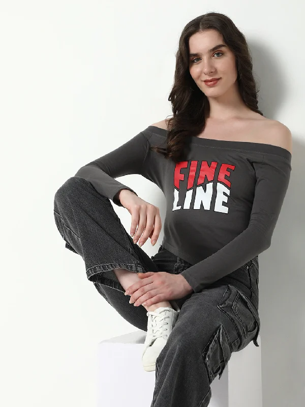 Epic Deals Women Graphic Grey T Shirt