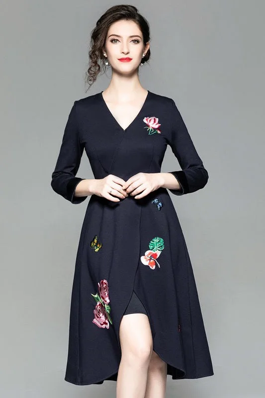 Deep Discounts Tulip Hem Embroidered Dress