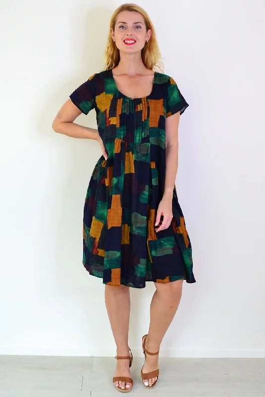Unbeatable Prices Mustard Olive Abstract Tunic Dress